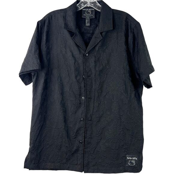 Hello Kitty 50th Anniversary Forever21 Black Y2K Pop Shirt Button Down Size S - Picture 1 of 14